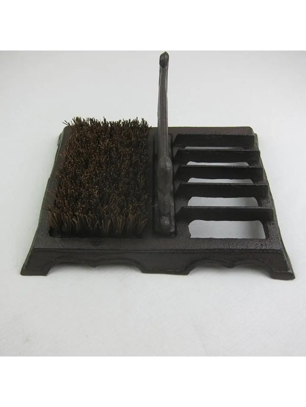 Cast Iron Boot Scraper & Brush Antique Brown Scroll Leaf Design NEW